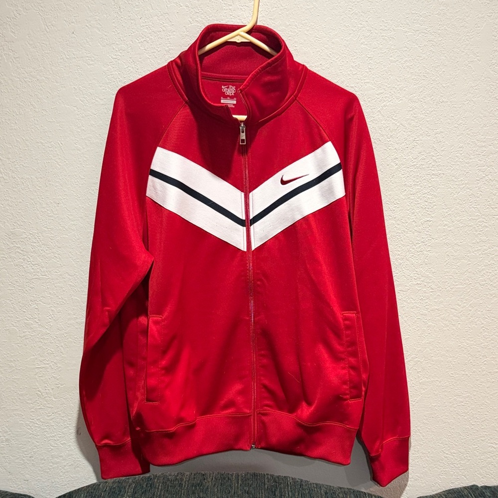 Nike Red and White Zip-Up Jacket